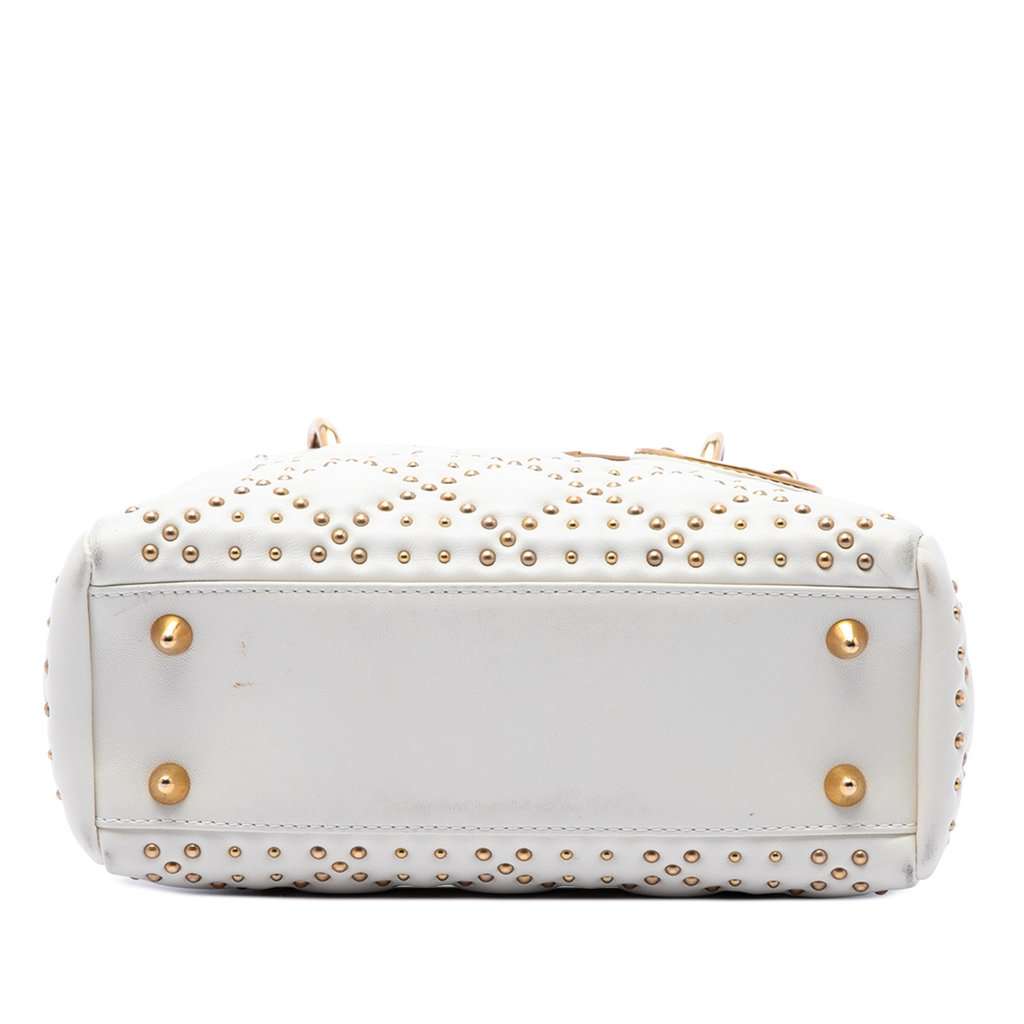 Dior Small Lambskin Cannage Studded Supple Lady Dior White Leather Very good condition - Inside View