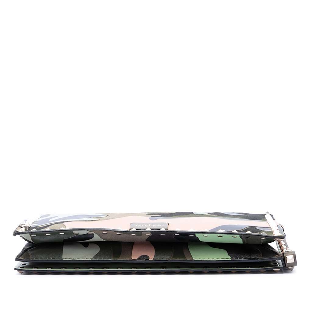 Valentino Canvas and Nappa Camouflage Rockstud Wristlet Clutch Brown Very good - Inside View