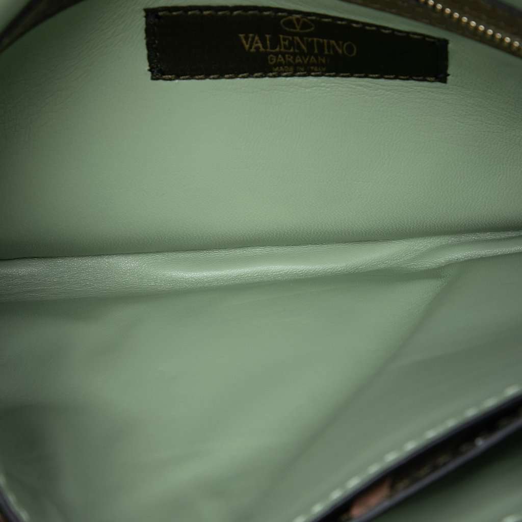Valentino Canvas and Nappa Camouflage Rockstud Wristlet Clutch Brown Very good - Model View