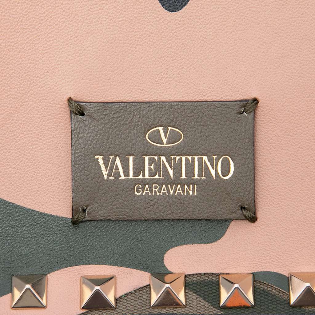 Valentino Canvas and Nappa Camouflage Rockstud Wristlet Clutch Brown Very good - Box View