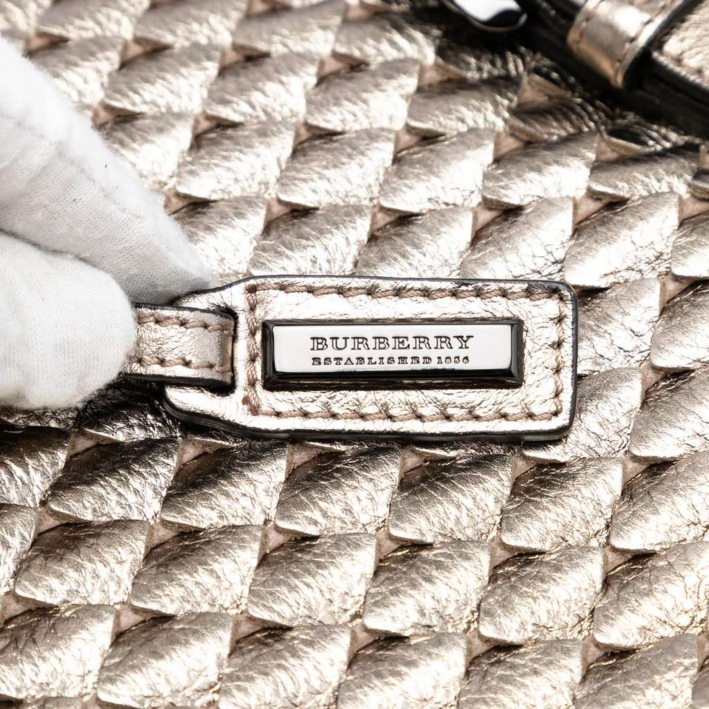 Burberry Metallic Woven Leather Tote Gold Leather Very good - Box View