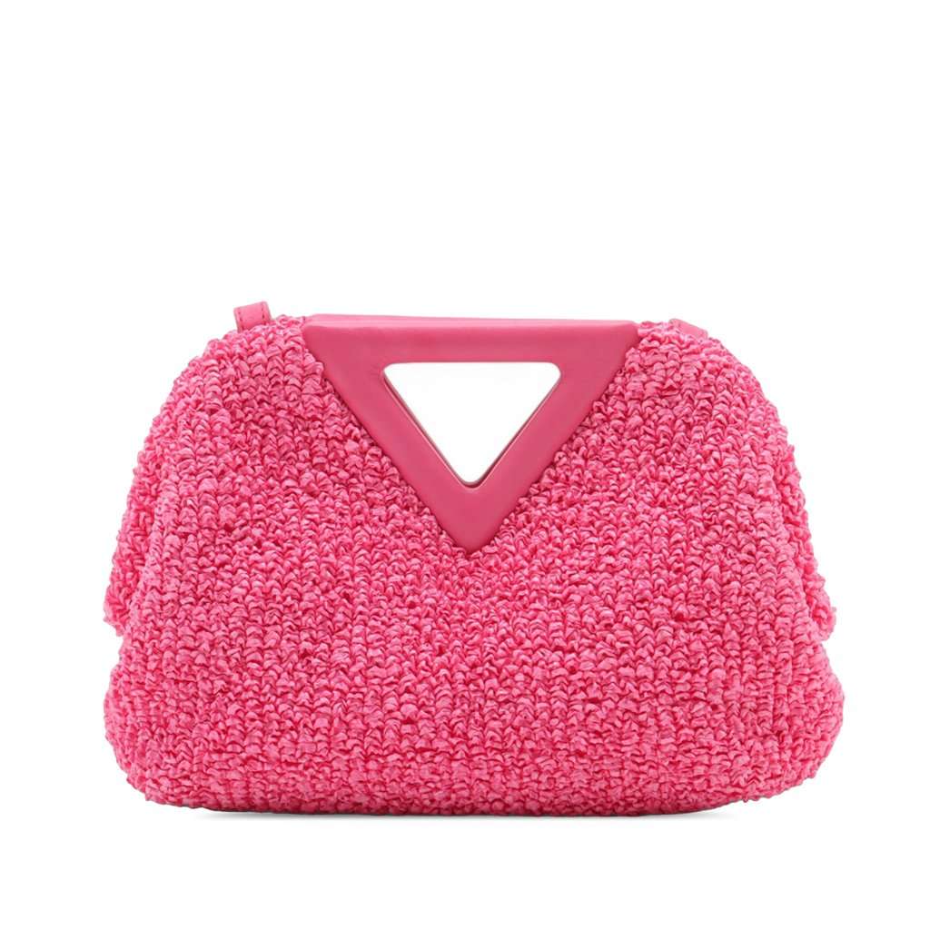 Bottega Veneta Small Boucle Curly Raffia The Point Triangle Satchel Pink Very good - Back View