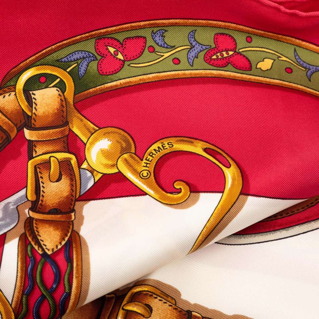 Hermès Festival des Amazones Silk Scarf 90 Red Very good - Back View