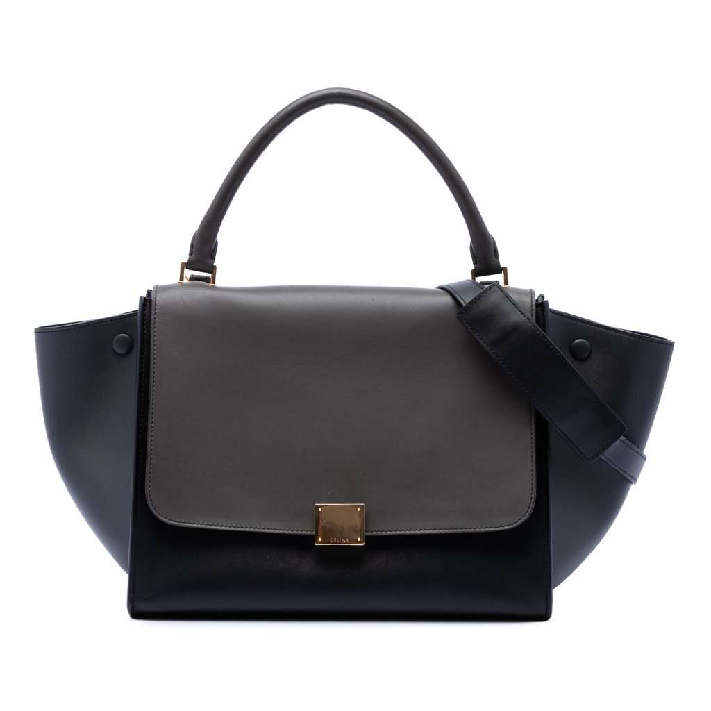 Celine Medium Tricolor Leather Trapeze Satchel Black Leather Very good condition - Front View