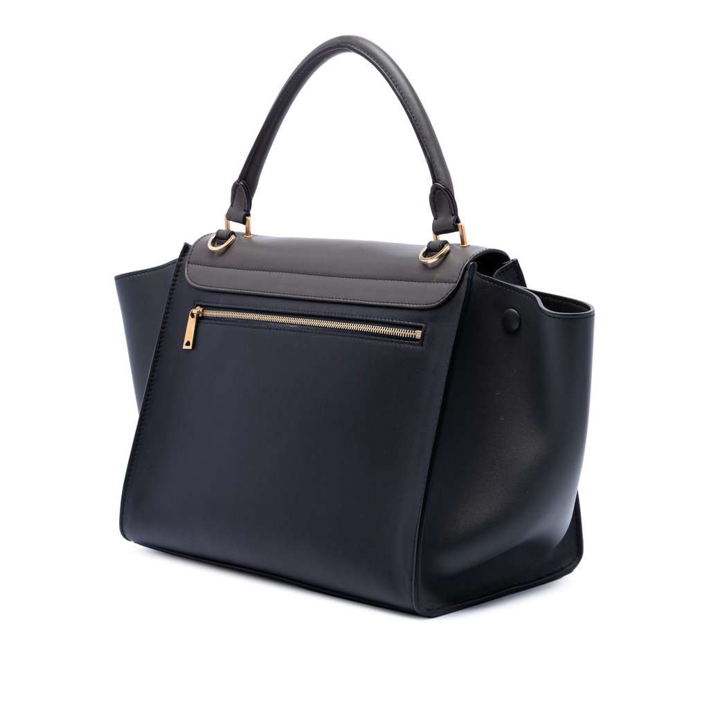 Celine Medium Tricolor Leather Trapeze Satchel Black Leather Very good condition - Back View