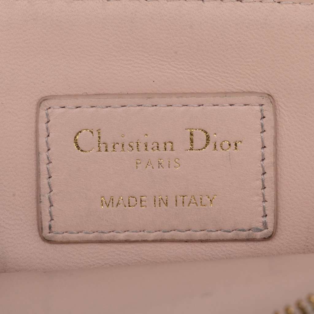 Dior Calfskin Cannage Supple Caro Lavender Coin Pouch Pink Leather Very good condition - Box View