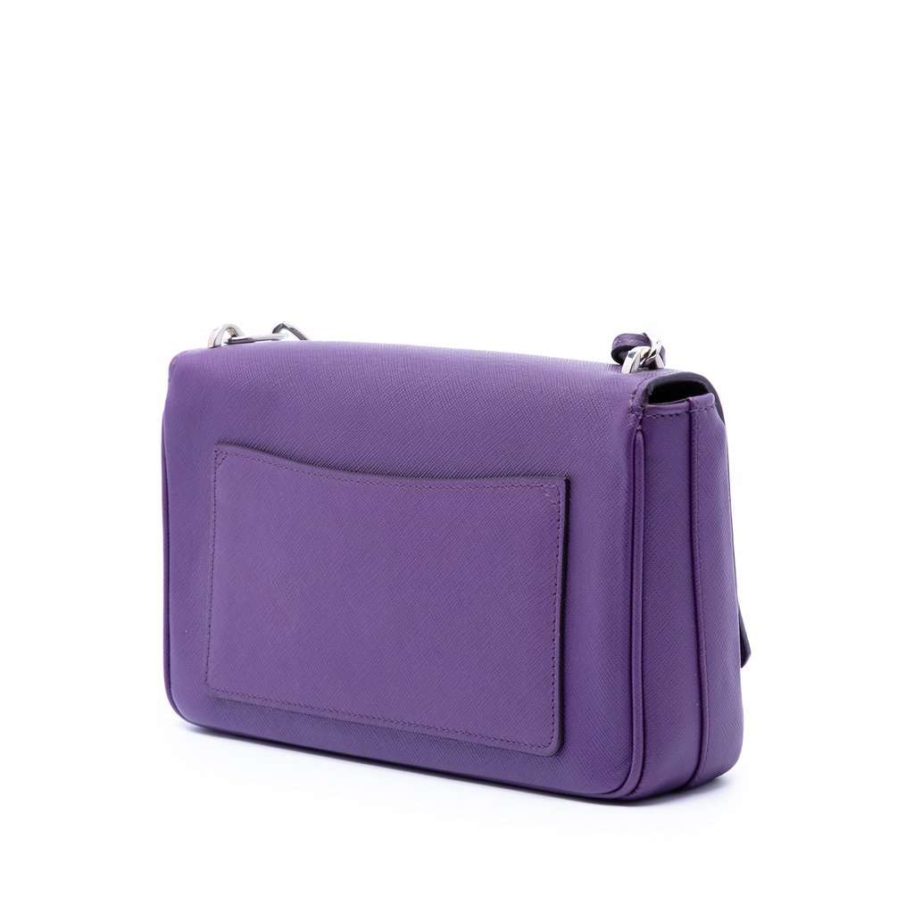 Prada Saffiano Sound Lock Crossbody Purple Leather Very good condition - Back View