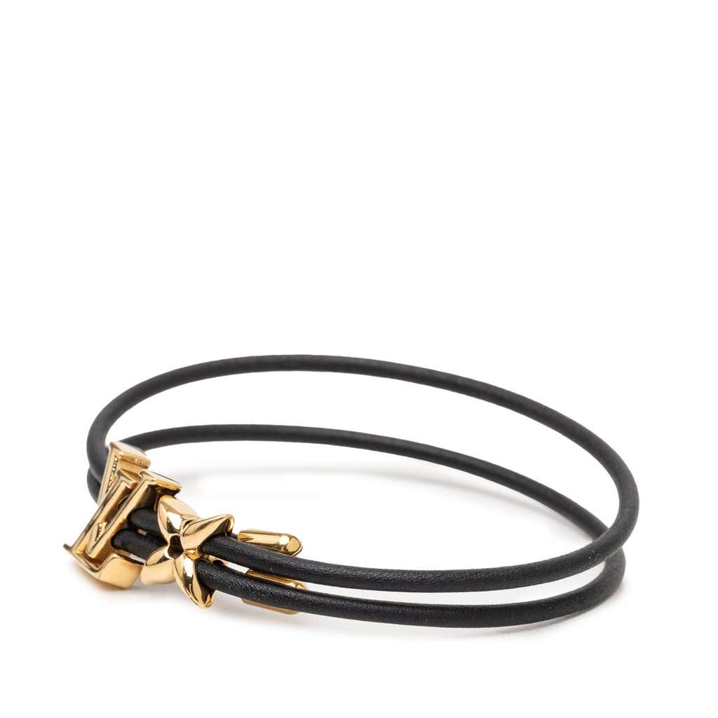 Louis Vuitton Leather LV Bloom Bracelet Black Leather Very good condition - Back View