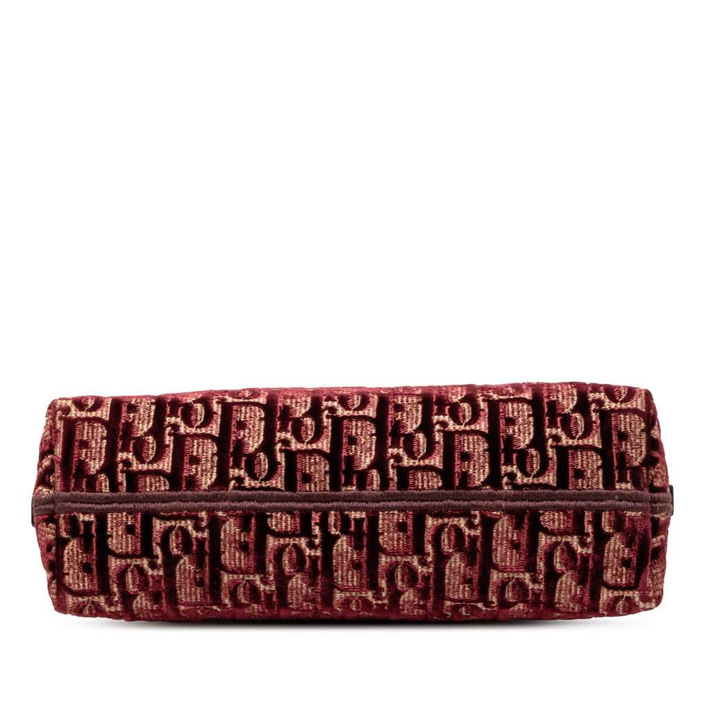 Dior Oblique Embroidered Velvet Cosmetic Pouch Red Very good - Inside View