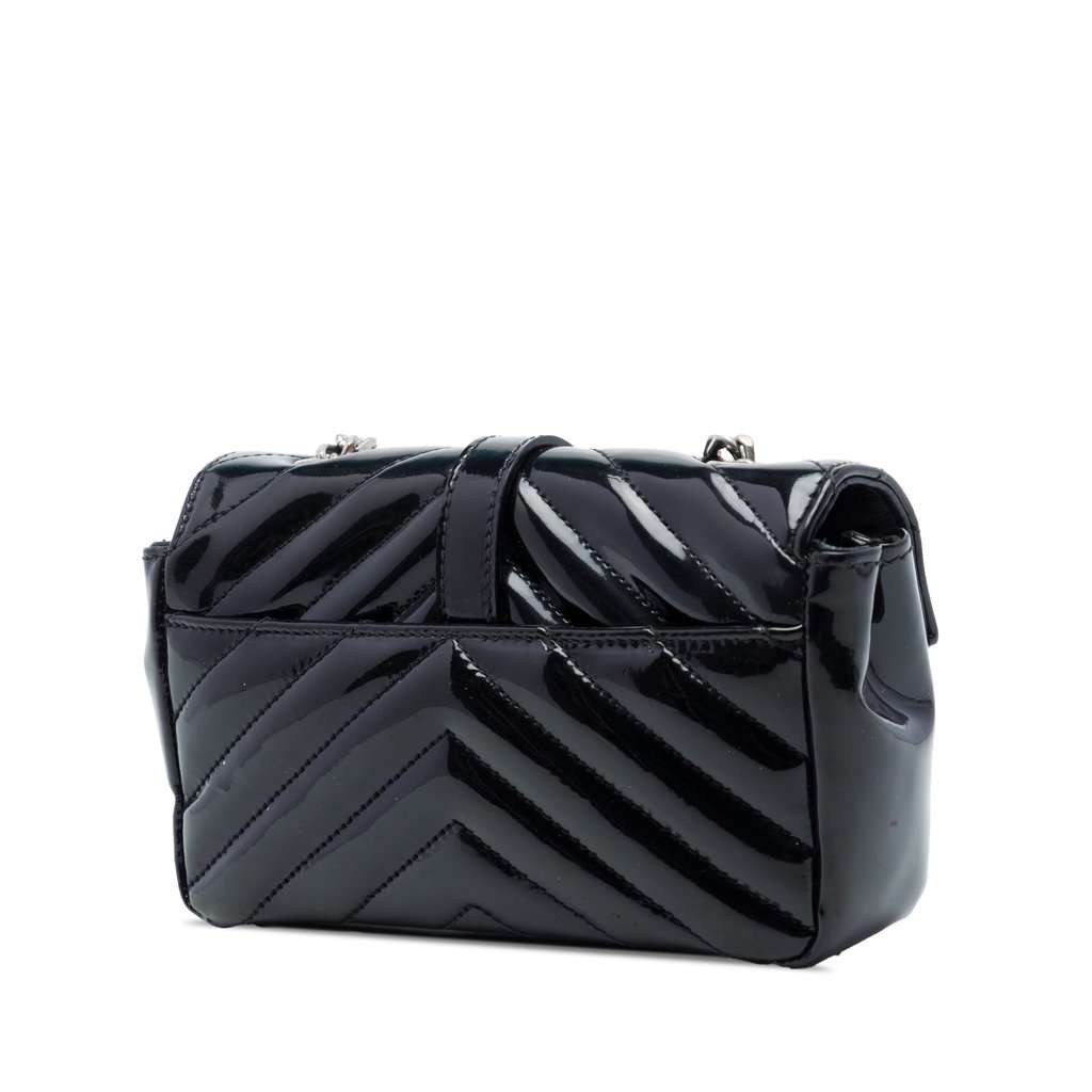 Saint Laurent Baby Chevron Patent Classic Monogram Chain Bag Black Leather Very good - Back View