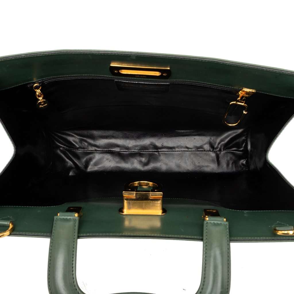 Ferragamo Suede and Leather Gancini Briefcase Green Leather Very good condition - Model View