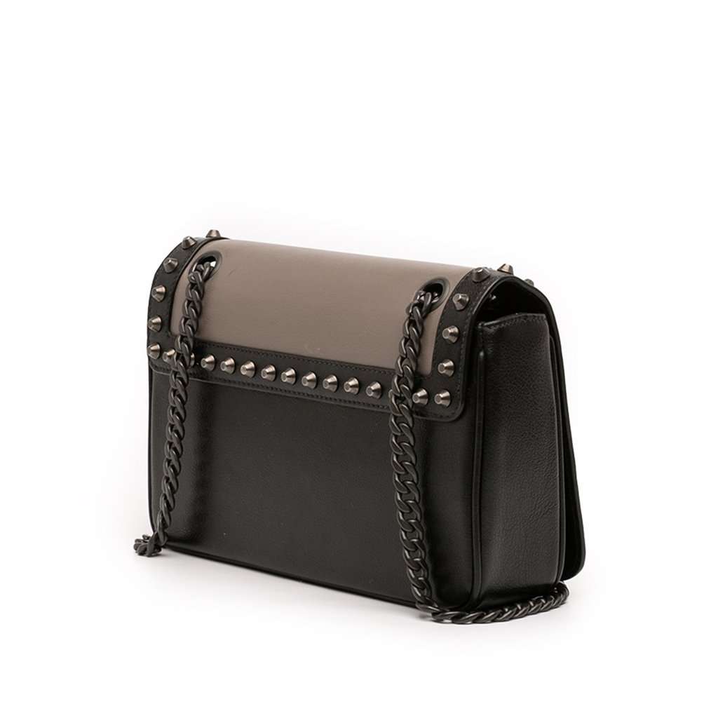 Prada Bicolor Glace Calfskin Studded Crossbody Brown Leather Very good - Back View