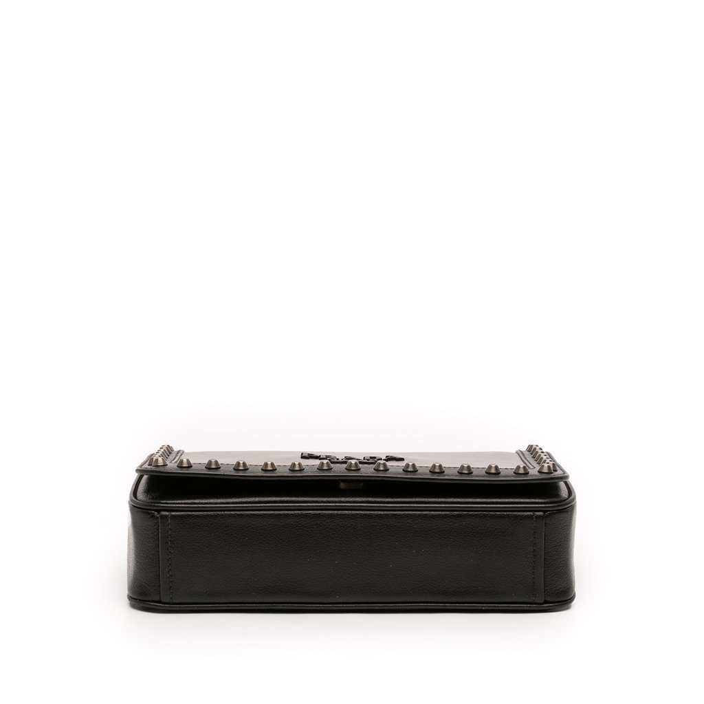 Prada Bicolor Glace Calfskin Studded Crossbody Brown Leather Very good - Inside View