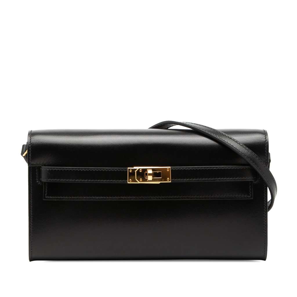 Hermès Box Calf Kelly To Go Wallet Black Leather Very good condition - Front View