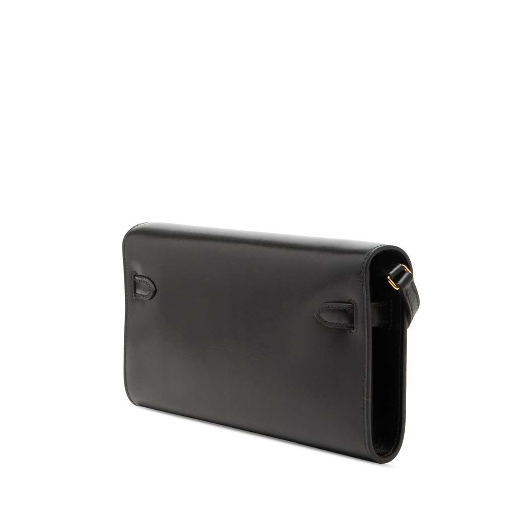 Hermès Box Calf Kelly To Go Wallet Black Leather Very good condition - Back View