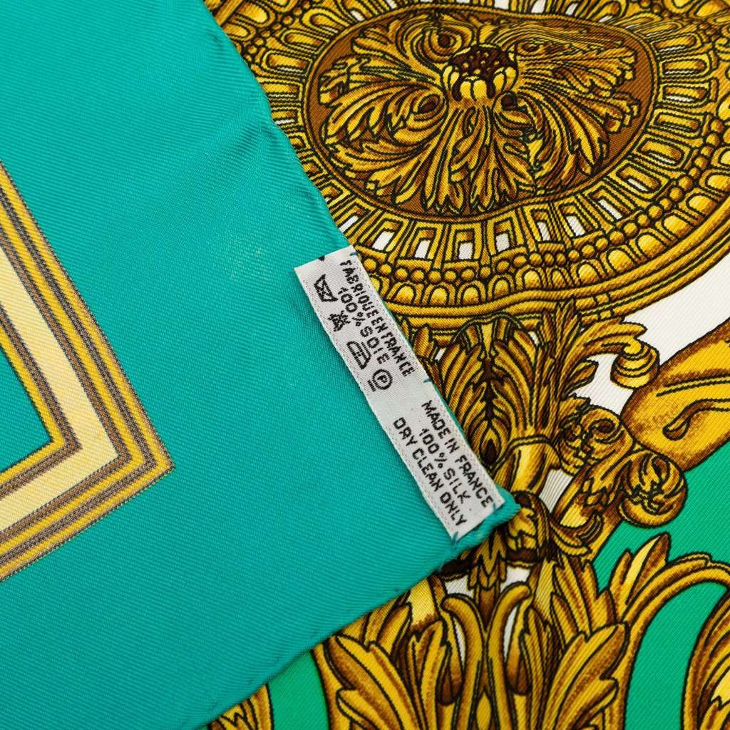 Hermès Les Tuileries Silk Scarf 90 Green Very good - Box View