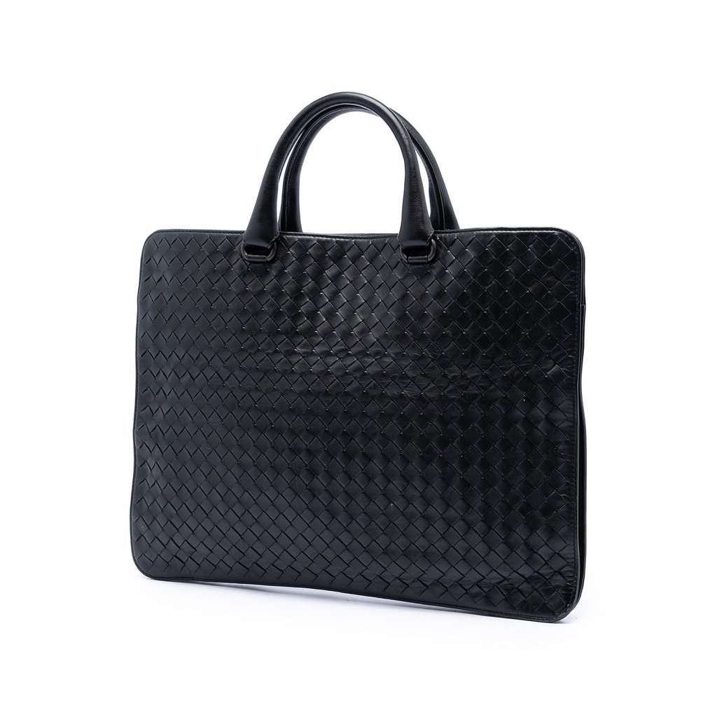 Bottega Veneta Nappa Intrecciato Business Bag Black Leather Very good - Back View