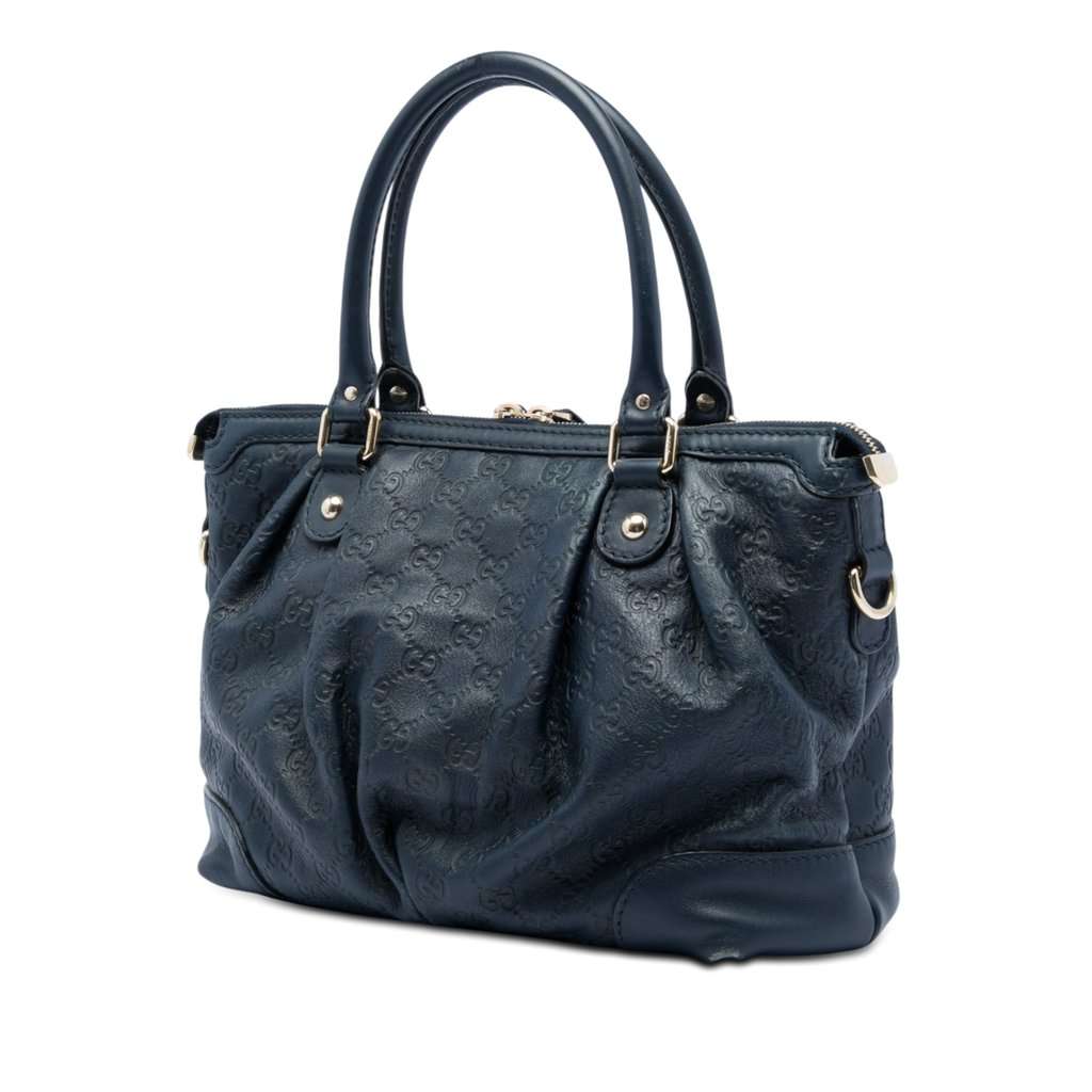 Gucci Guccissima Sukey Satchel Blue Leather Very good - Back View