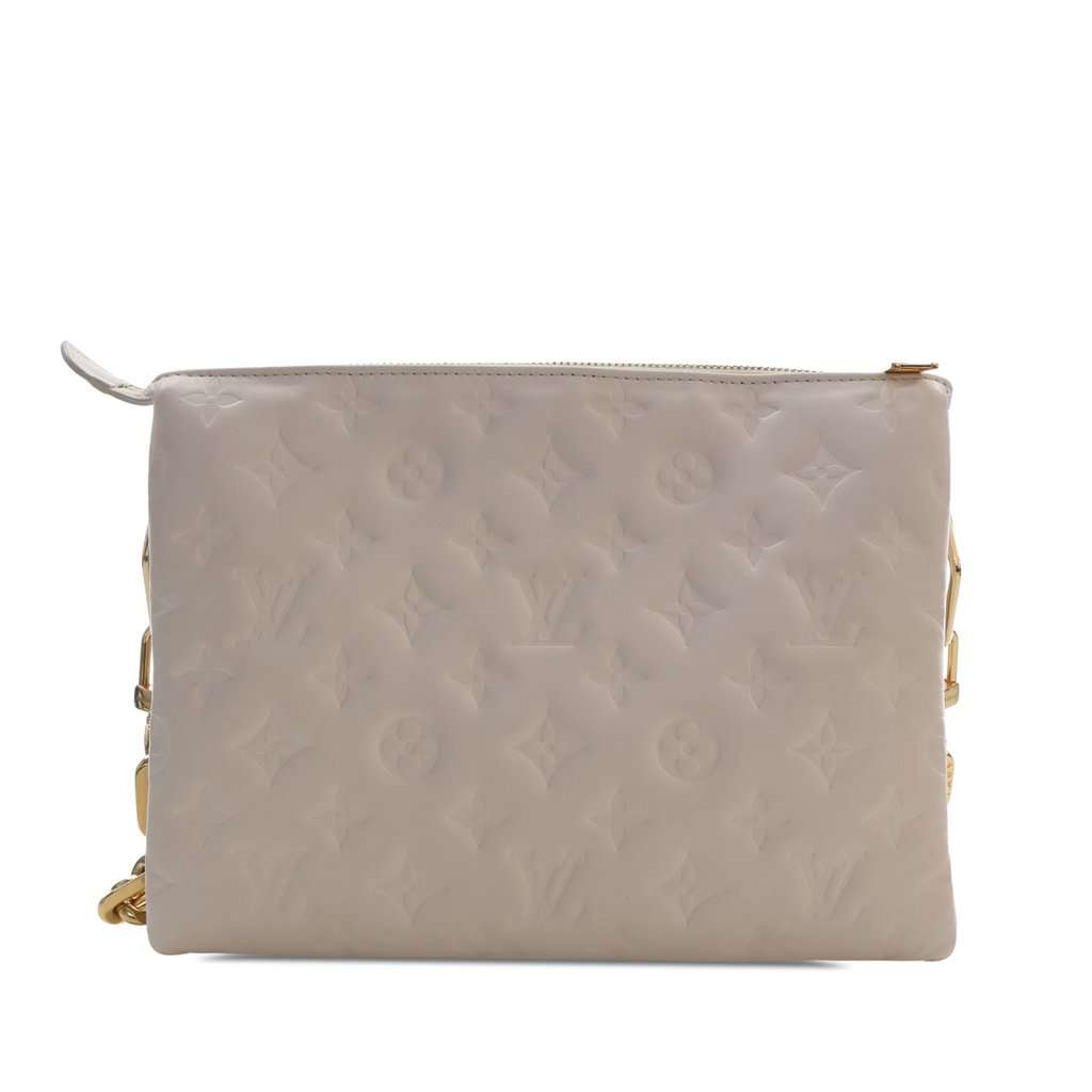 Louis Vuitton Monogram Embossed Puffy Lambskin Coussin PM White Leather Very good - Back View