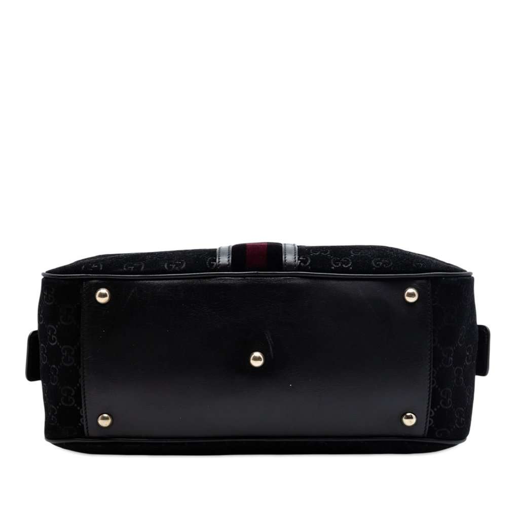 Gucci GG Suede Web Dome Handbag Black Leather Very good condition - Inside View