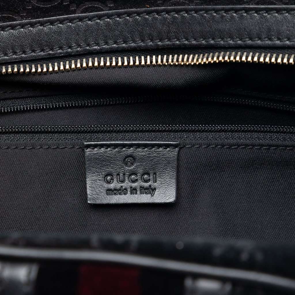 Gucci GG Suede Web Dome Handbag Black Leather Very good condition - Box View
