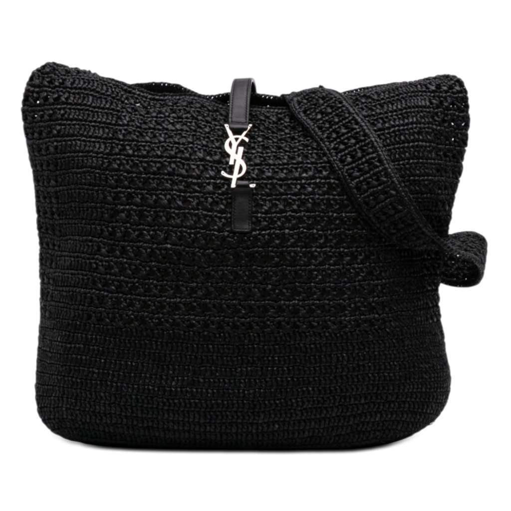 Saint Laurent Medium Raffia Le 5 a 7 Tote Black Very good - Front View