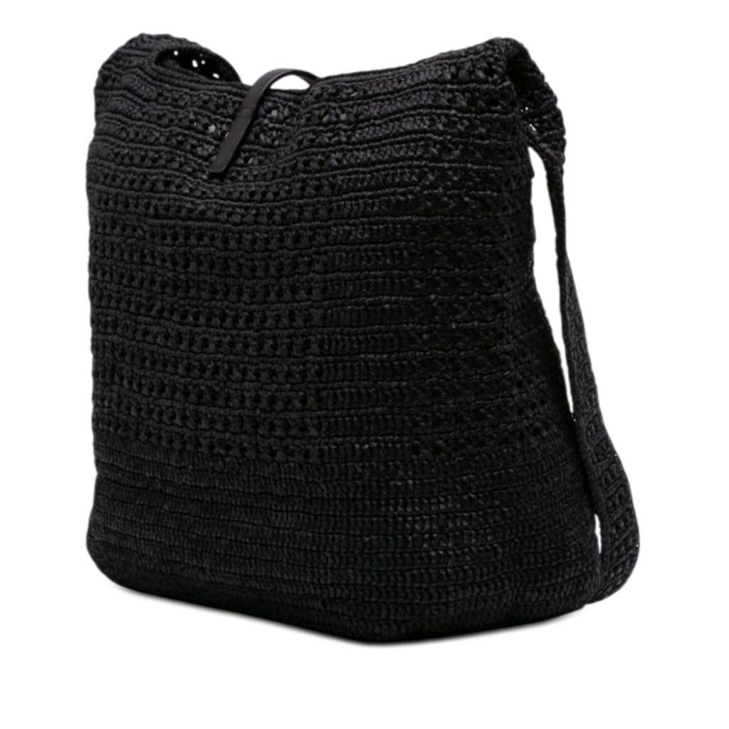 Saint Laurent Medium Raffia Le 5 a 7 Tote Black Very good - Back View