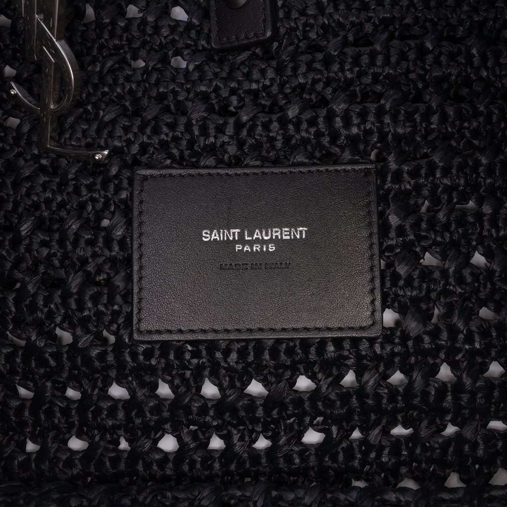 Saint Laurent Medium Raffia Le 5 a 7 Tote Black Very good - Box View