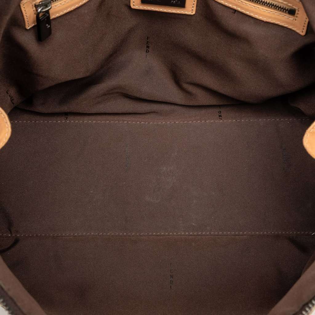 Fendi Zucchino Canvas Shoulder Bag Brown Very good - Model View