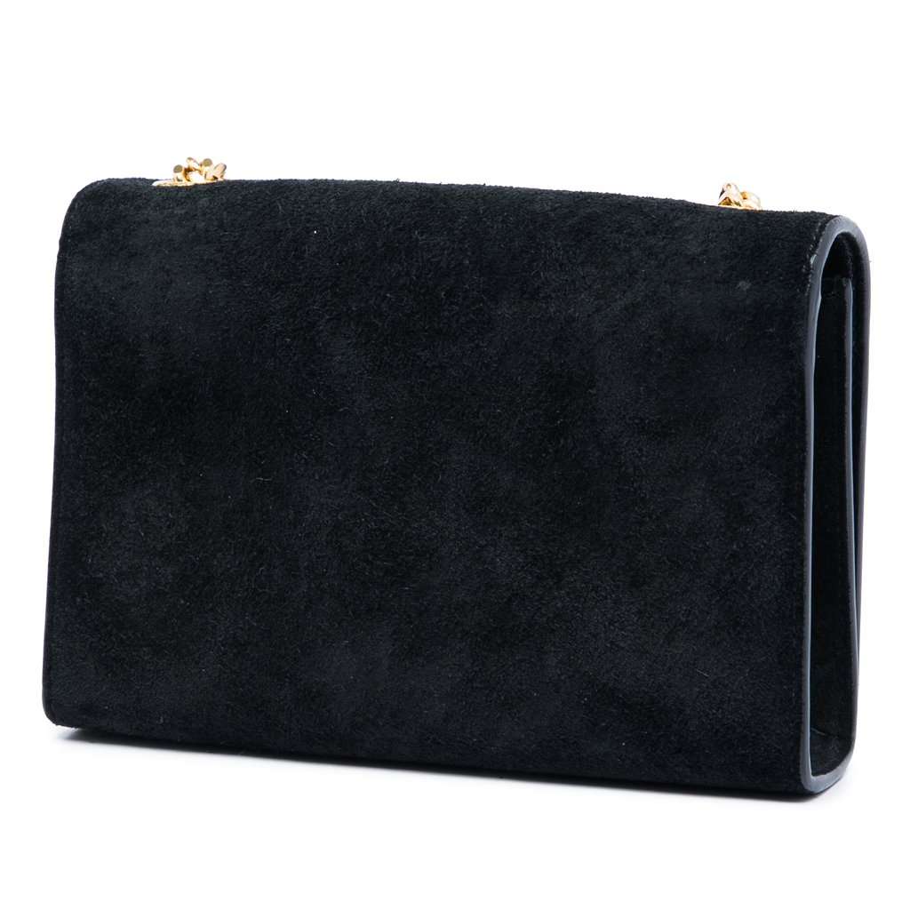 Saint Laurent Small Suede Monogram Kate Tassel Crossbody Black Leather Very good - Back View