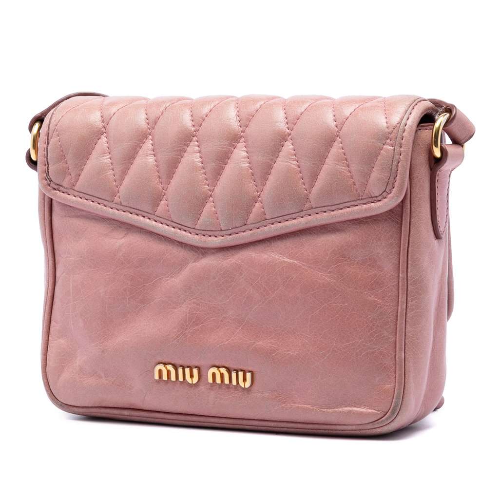 Miu Miu Vitello Shine Trapu Crossbody Pink Leather Very good condition - Back View