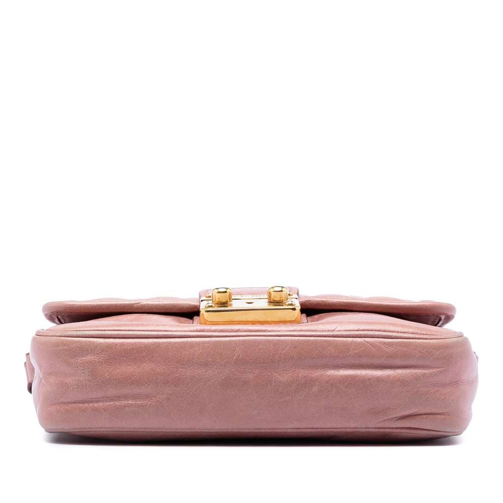 Miu Miu Vitello Shine Trapu Crossbody Pink Leather Very good condition - Inside View