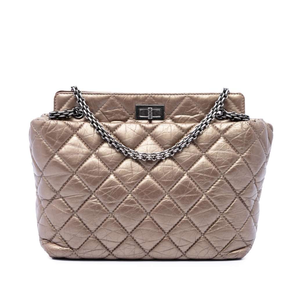 Chanel Quilted Metallic Aged Calfskin Reissue 2.55 Tote Brown Leather Very good - Front View