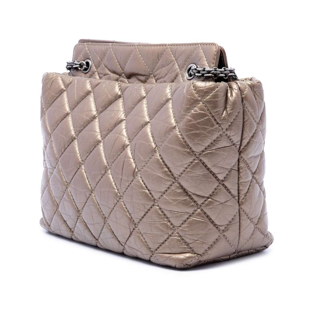 Chanel Quilted Metallic Aged Calfskin Reissue 2.55 Tote Brown Leather Very good - Back View