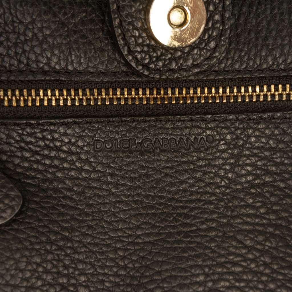 Dolce & Gabbana Pebbled Leather D Ring Tote Black Leather Very good - Box View