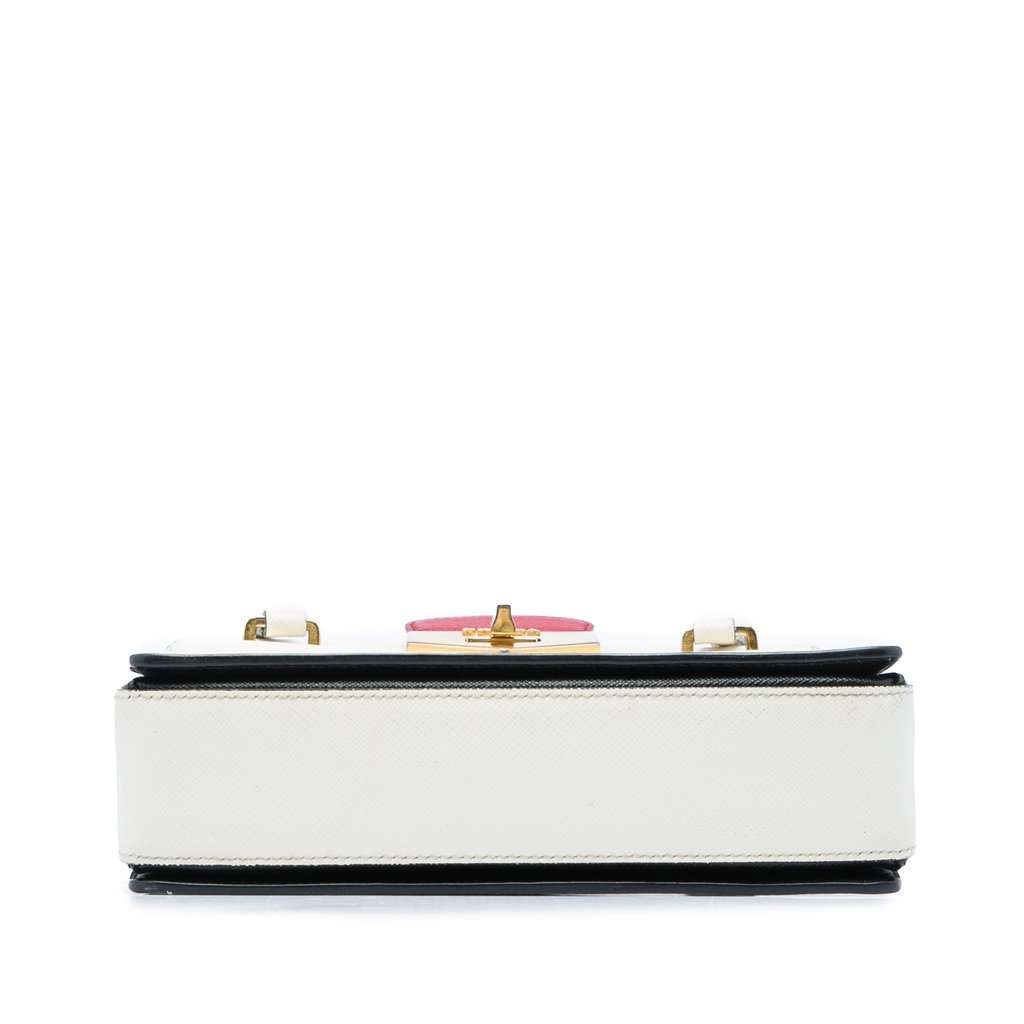 Prada Mini Saffiano Turnlock Handbag White Leather Very good - Inside View