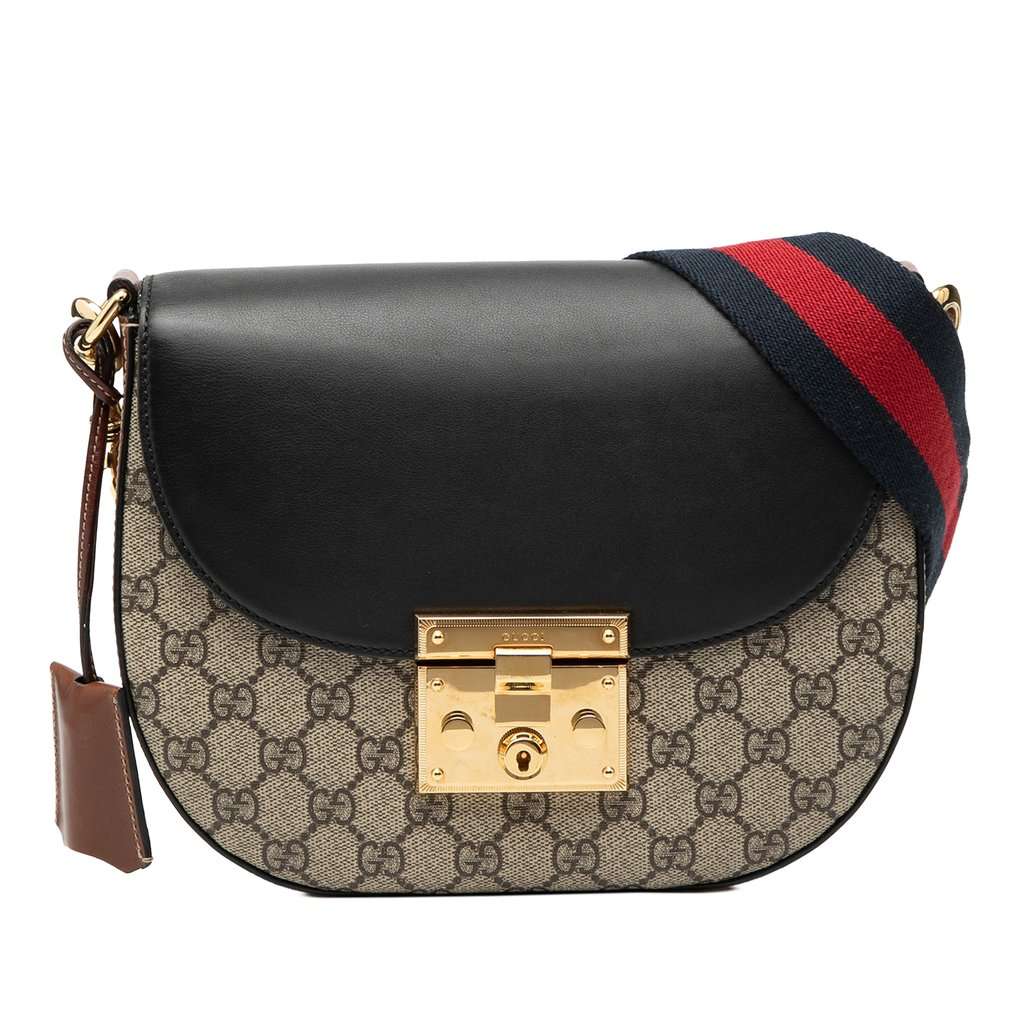 Gucci GG Supreme Web Padlock Crossbody Beige Very good - Front View