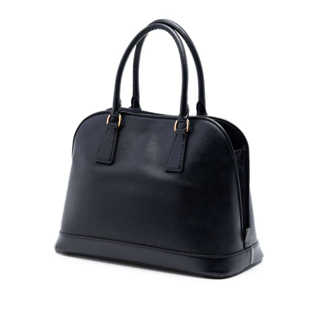 Prada Medium Saffiano Lux Open Promenade Satchel Black Leather Very good condition - Back View