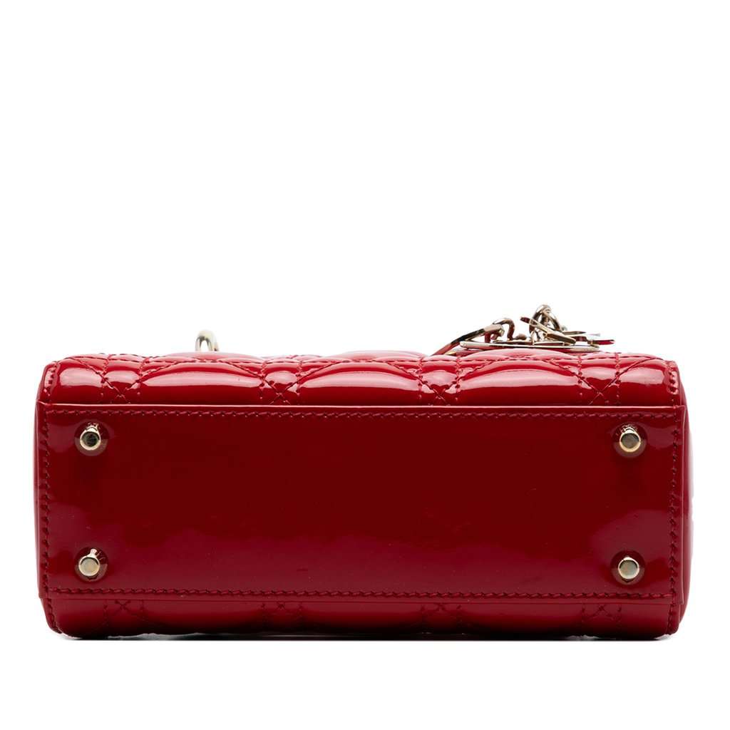 Dior Mini Patent Cannage Lady Dior Red Leather Very good - Inside View