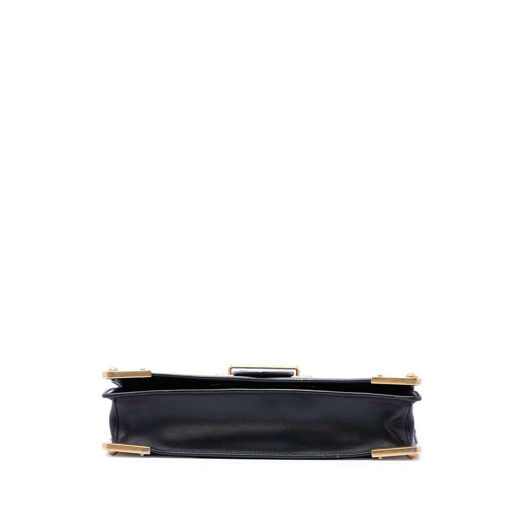 Prada City Calf and Saffiano Cahier Chain Clutch Black Leather Very good - Inside View