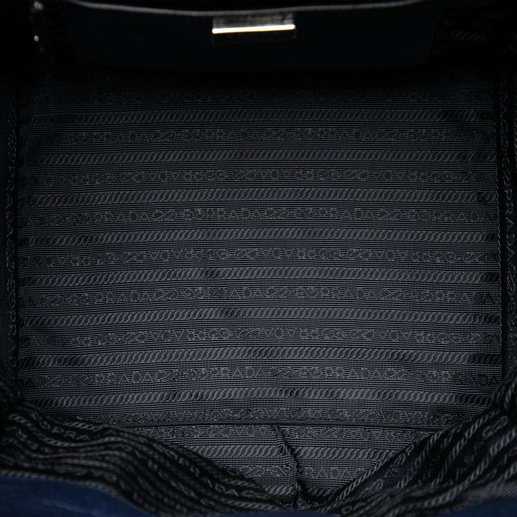 Prada Glace Calf Sound Lock Satchel Blue Leather Very good condition - Model View