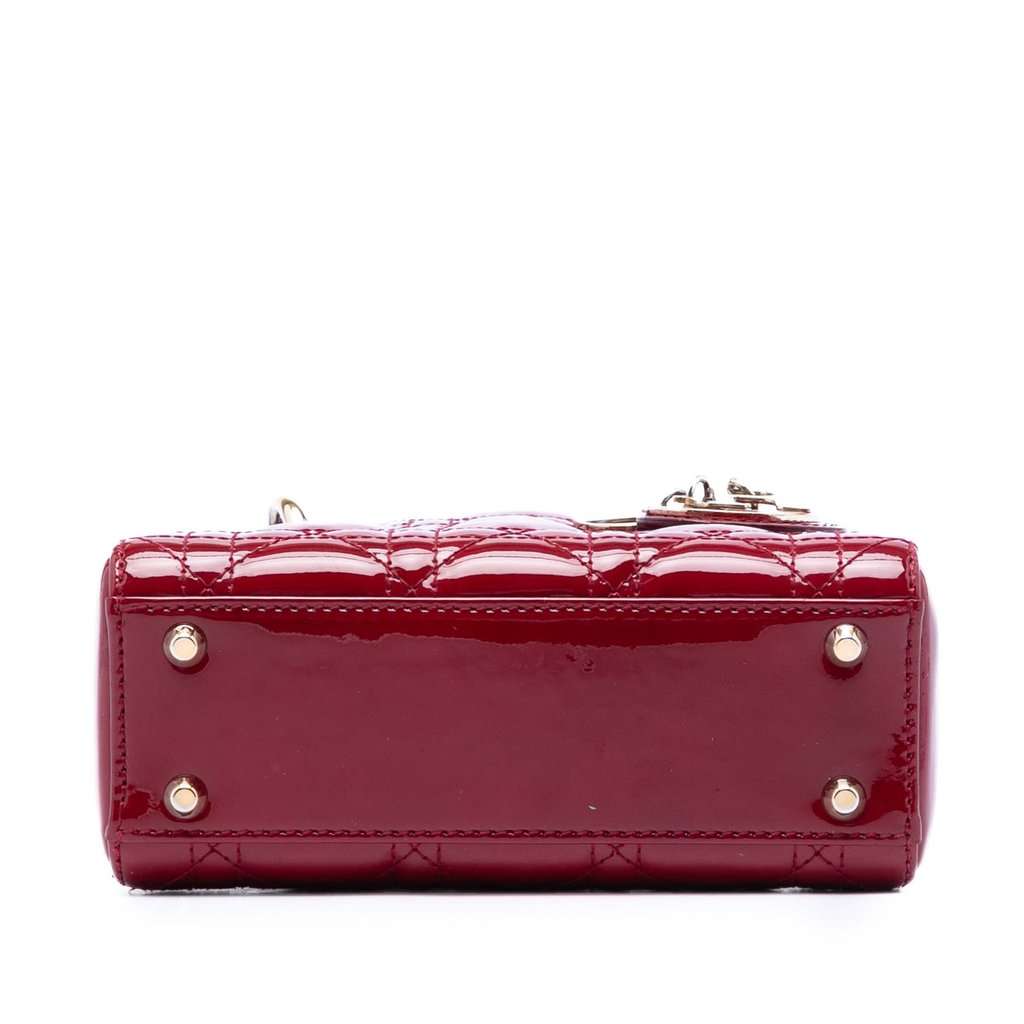 Dior Mini Patent Cannage Lady Dior Red Leather Very good condition - Inside View