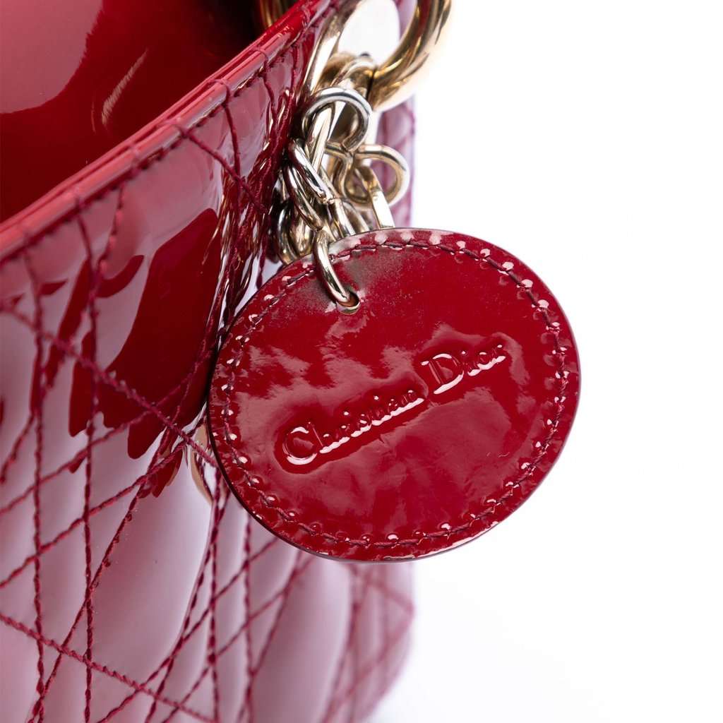Dior Mini Patent Cannage Lady Dior Red Leather Very good condition - Box View