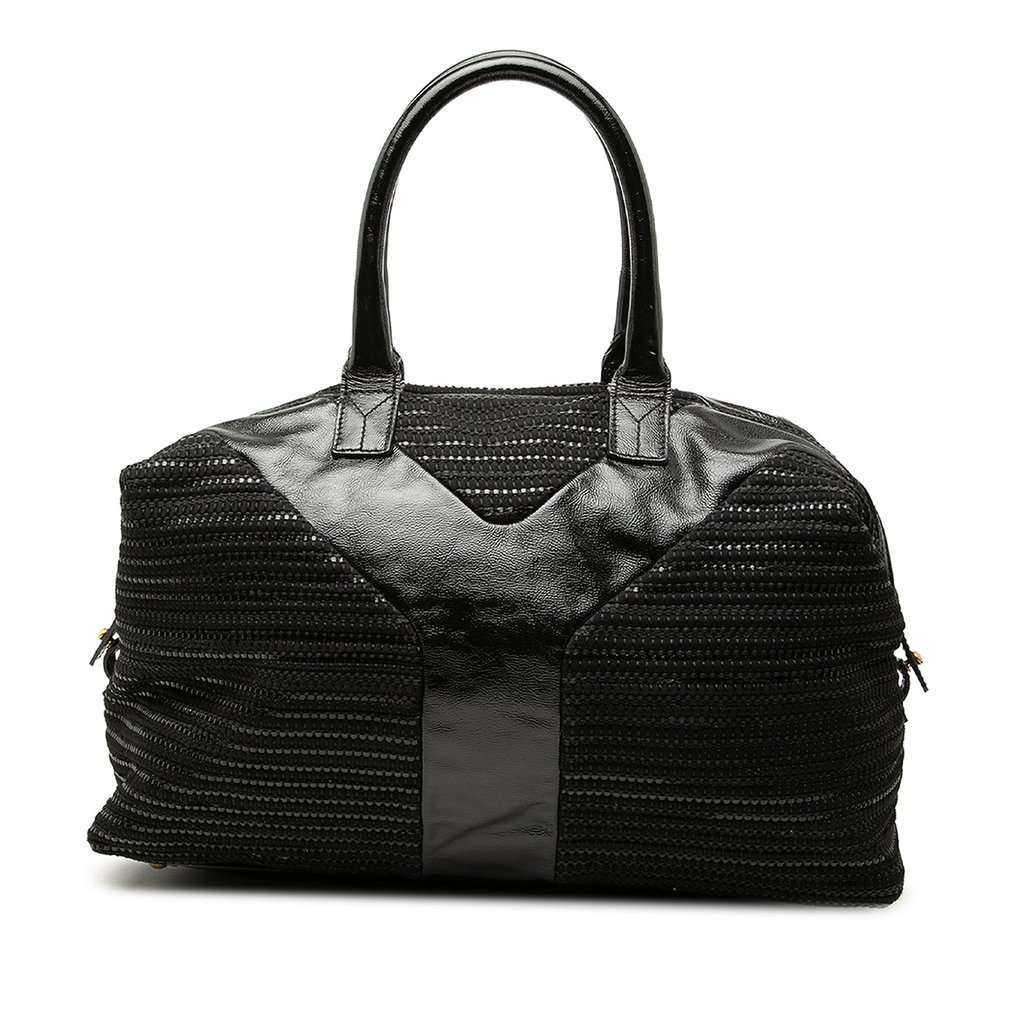 Saint Laurent Textured Fabric and Patent Easy Y Tote Black Very good condition - Front View