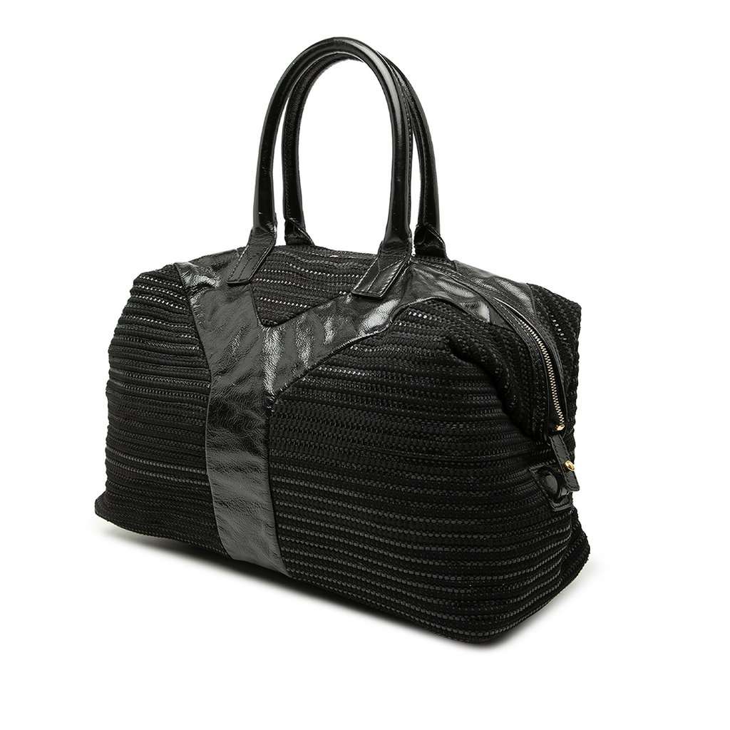Saint Laurent Textured Fabric and Patent Easy Y Tote Black Very good condition - Back View