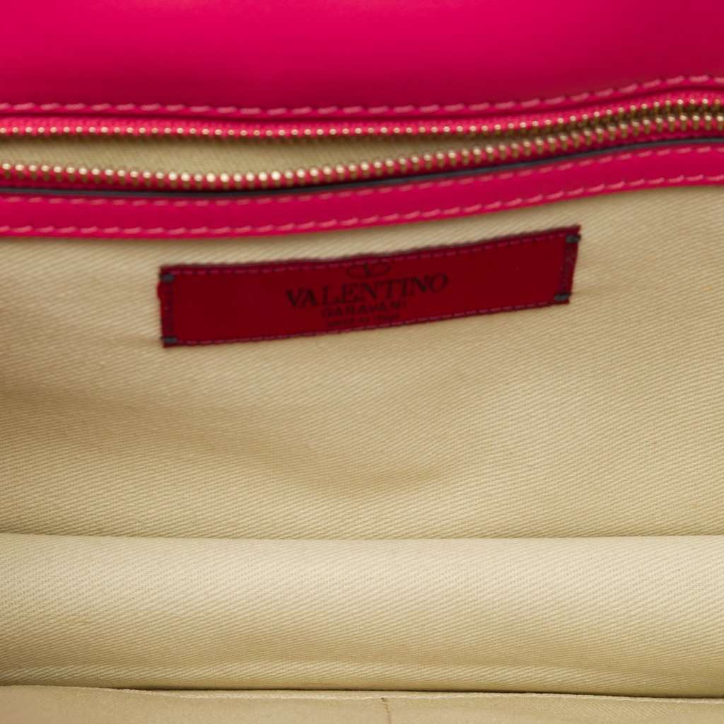 Valentino Medium Tricolor Calfskin Rockstud Glam Lock Crossbody Red Leather Very good - Model View