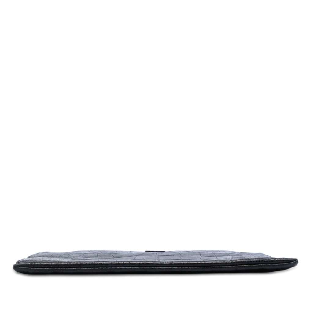 Saint Laurent Croc Embossed Leather Monogram Document Holder Black Leather Very good - Inside View