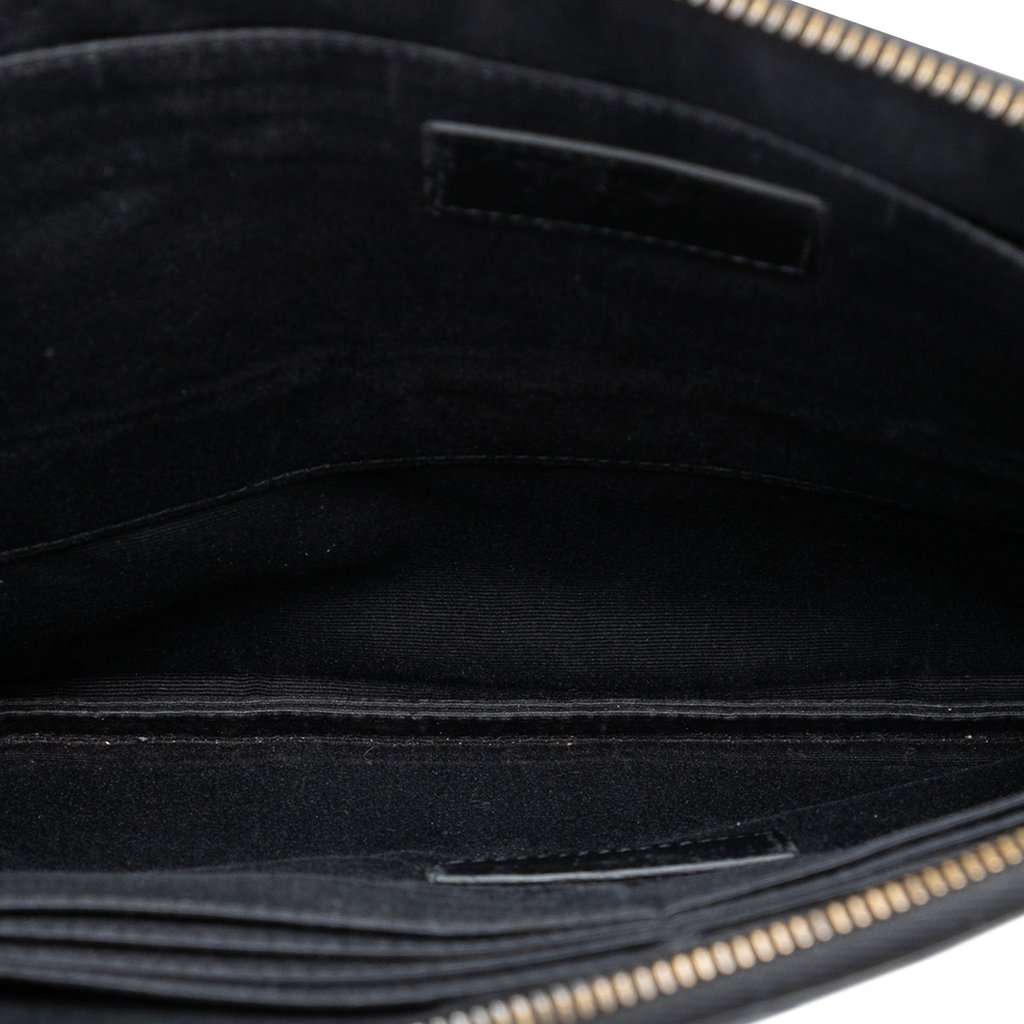 Saint Laurent Croc Embossed Leather Monogram Document Holder Black Leather Very good - Model View