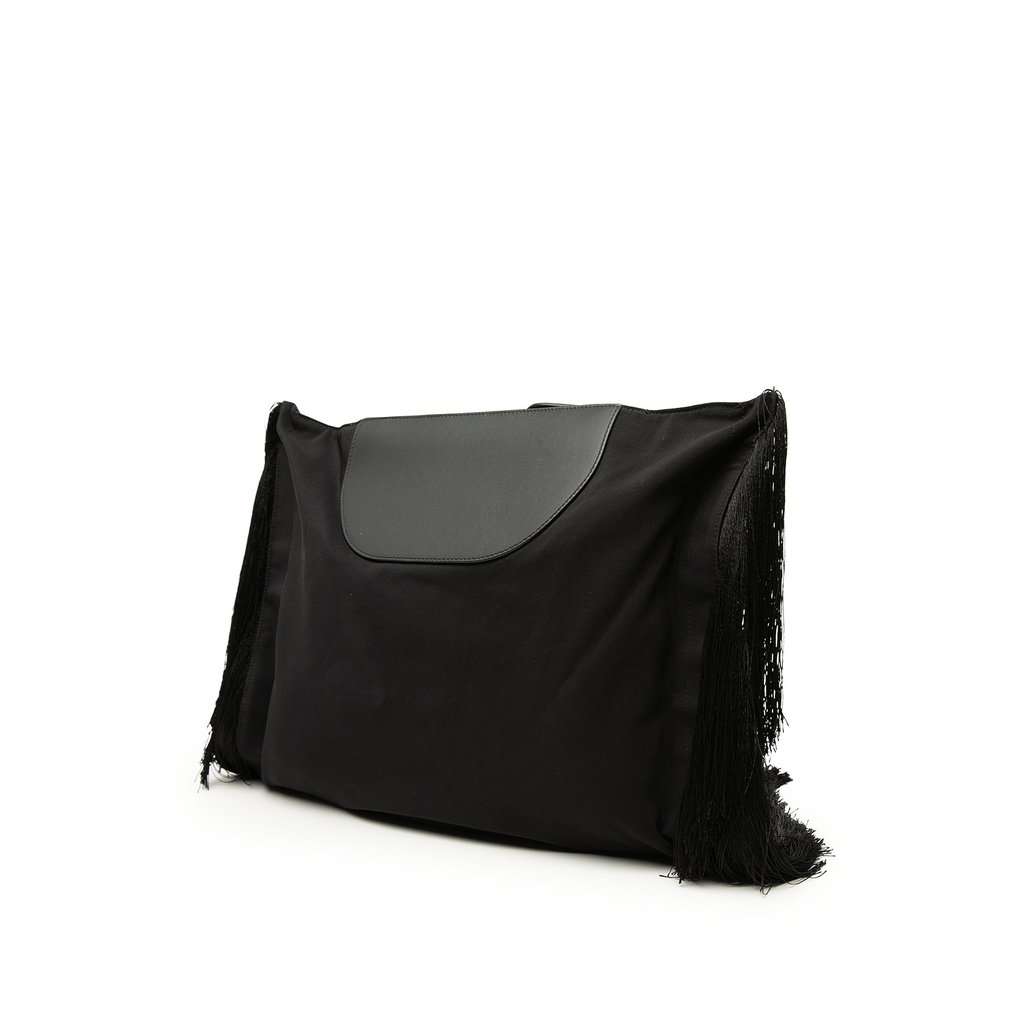 Burberry Canvas Olympia Fringe Clutch Black Very good condition - Back View