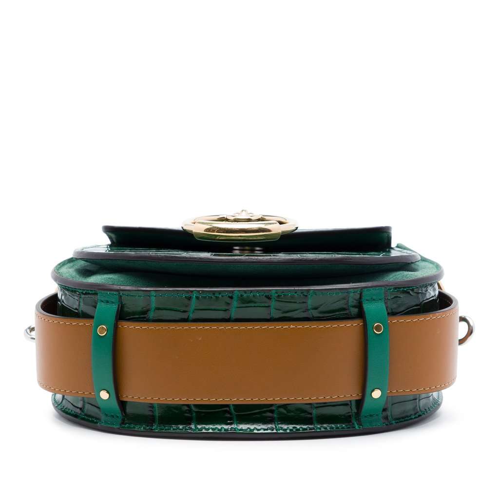 Chloé Small Croc Embossed Leather Tess Satchel Green Leather Very good - Inside View